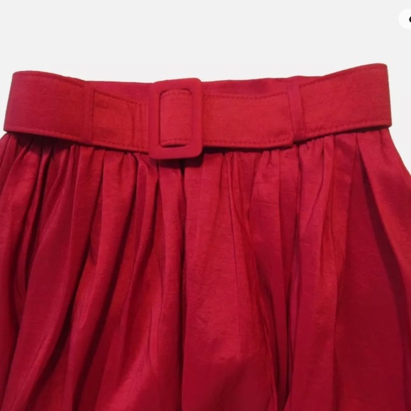 NWT Anthropologie Maeve Belted Maxi Red A-Line Skirt - Picture 7 of 8